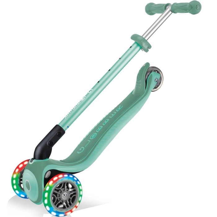 globber - primo foldable plus lights - monopattino pieghevole con luci - verde menta