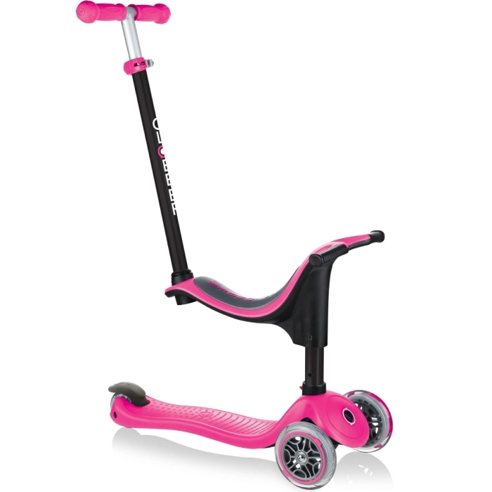 globber - go up sporty lights - monopattino con luci - rosa scuro