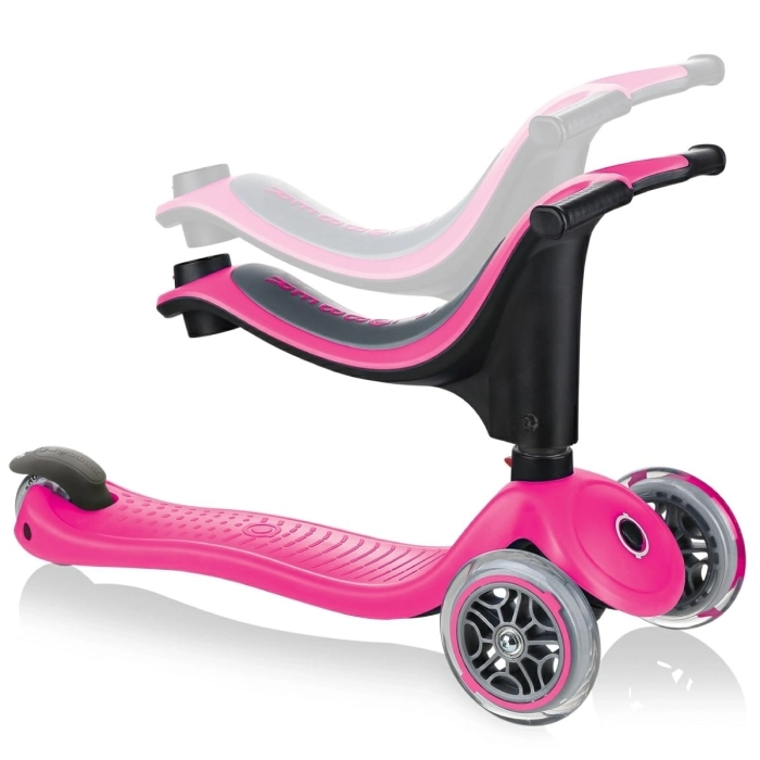 globber - go up sporty lights - monopattino con luci - rosa scuro