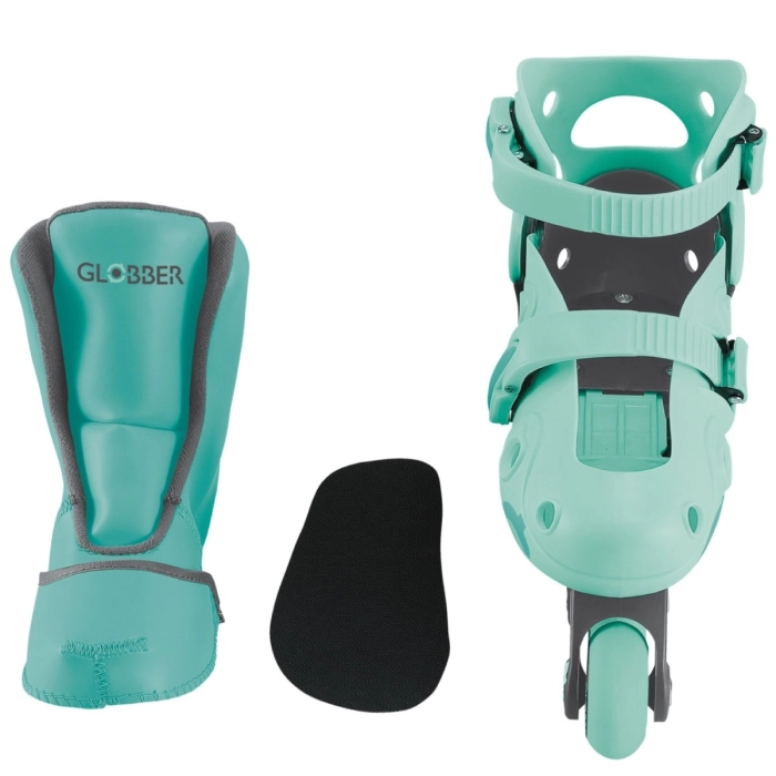 globber - learning inline skates 2 in 1 - verde menta (taglia 26-29)