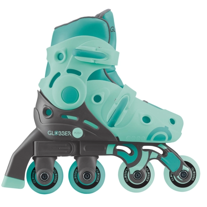 globber - learning inline skates 2 in 1 - verde menta (taglia 26-29)