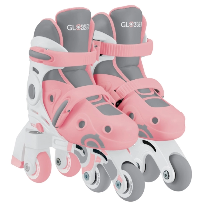 globber - learning inline skates 2 in 1 - rosa pastello (taglia 30-33)