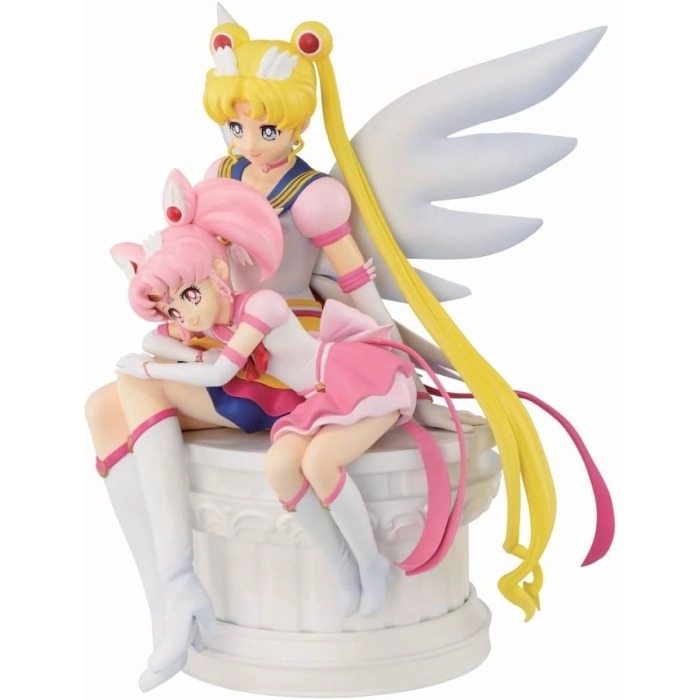 sailor moon eternal - sailor moon & sailor chibi moon - statua 14cm