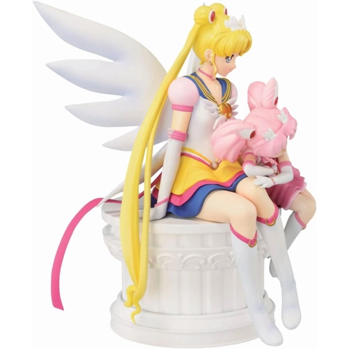 sailor moon eternal - sailor moon & sailor chibi moon - statua 14cm