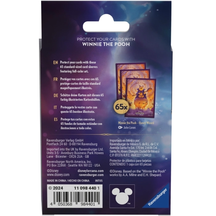 lorcana - azurite sea - winnie the pooh 65 card sleeves