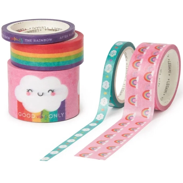 set di 5 nastri adesivi di carta - tape by tape - rainbow