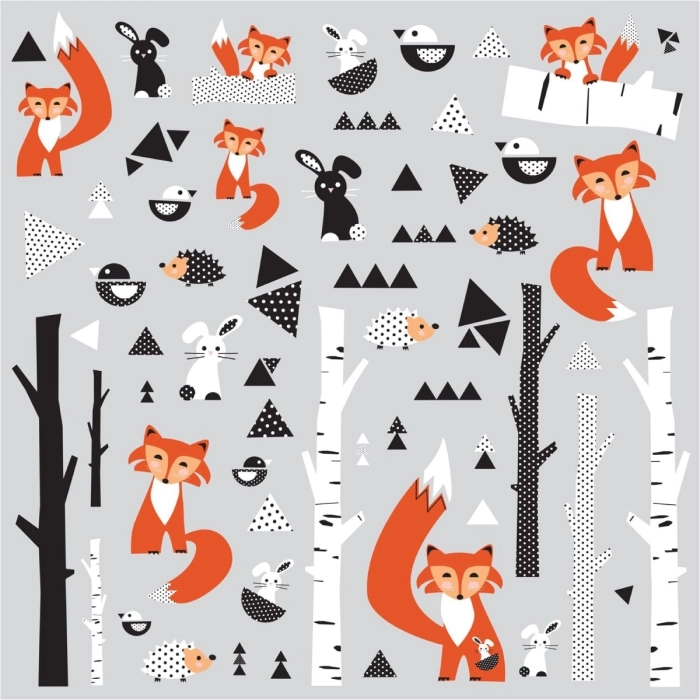 fox and forest - adesivo removibile da parete