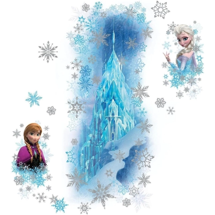 frozen: ice palace with elsa and anna - adesivo removibile da parete