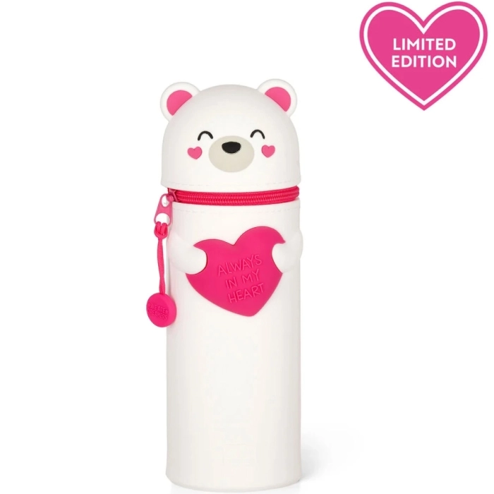 astuccio 2 in 1 in silicone - kawaii - white bear