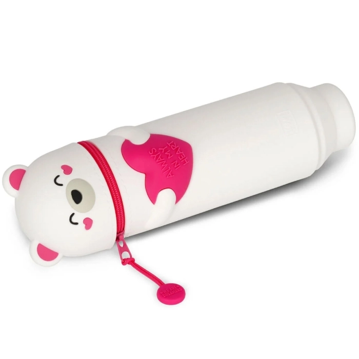 astuccio 2 in 1 in silicone - kawaii - white bear