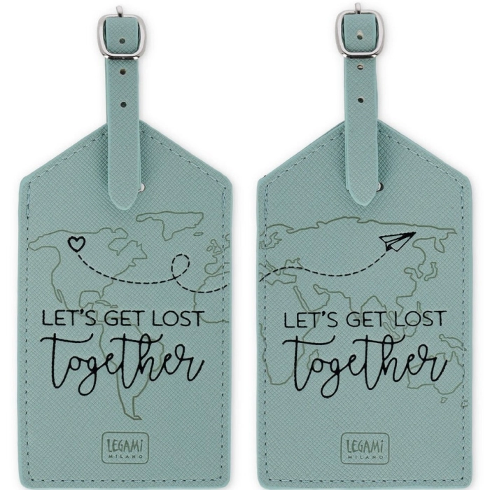 set di 2 etichette bagaglio - let's get lost together