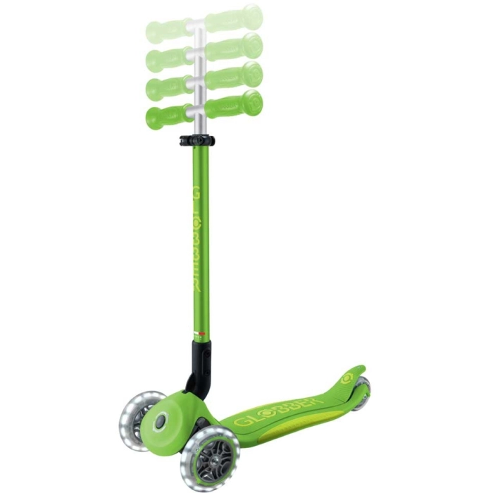 globber - primo foldable plus light - monopattino pieghevole con luci - apple green/lime green