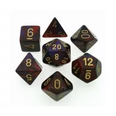 gemini viola e rosso/oro - set di 7 dadi poliedrici