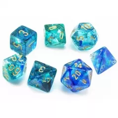 nebula blu/oro - set di 7 dadi poliedrici