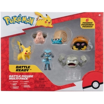 pokemon - battle figure multi-pack - pikachu / cleffa / geodude / riolu / omanyte / kabuto