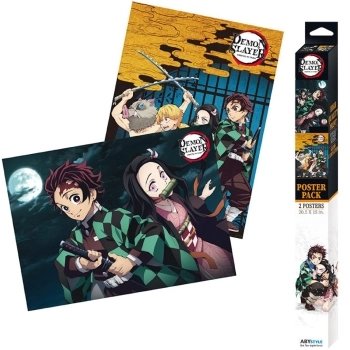 demon slayer - set 2 chibi poster 52x38cm - duo & group