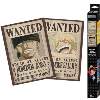 one piece - set 2 chibi poster 52x38cm - wanted zoro & sanji