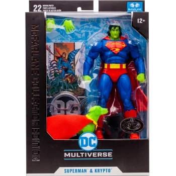 dc multiverse - superman e krypto collector edition - action figure 18cm - platinum chase