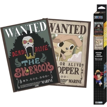 one piece - set 2 chibi poster 52x38cm - wanted chopper & brook