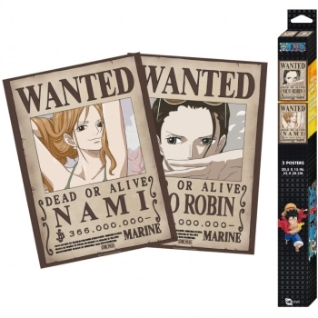 one piece - set 2 chibi poster 52x38cm - wanted nami & robin