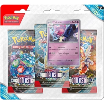 pokemon scarlatto e violetto corona astrale - tinkaton - blister 3 bustine + 1 card (ita)