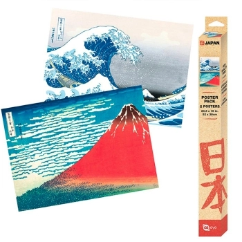 hokusai - set 2 chibi poster 52x38cm - katsushika hokusai