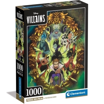 disney: villains - puzzle compact + poster - puzzle 1000 pezzi