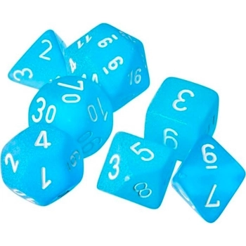 mini frosted blu caraibi/bianco - set di 7 dadi poliedrici
