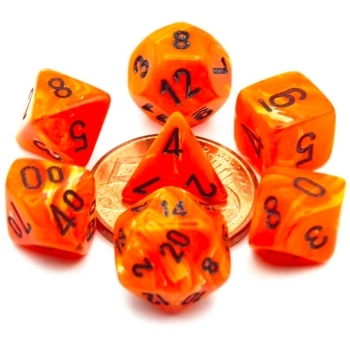 mini vortex arancione/nero - set di 7 dadi poliedrici