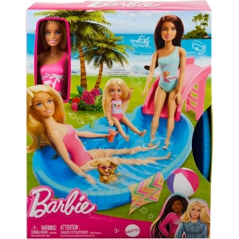 barbie - playset con piscina e bambola con accessori