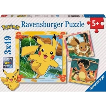 pokemon - puzzle 3x49 pezzi