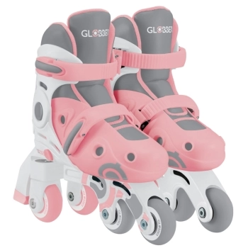 globber - learning inline skates 2 in 1 - rosa pastello (taglia 26-29)