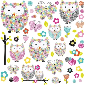 prismatic owls and butterflies - adesivo removibile da parete