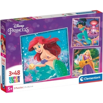 disney princess - puzzle 3x48 pezzi