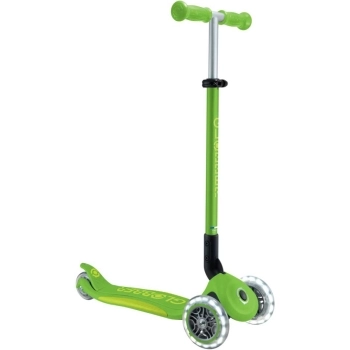 globber - primo foldable plus light - monopattino pieghevole con luci - apple green/lime green