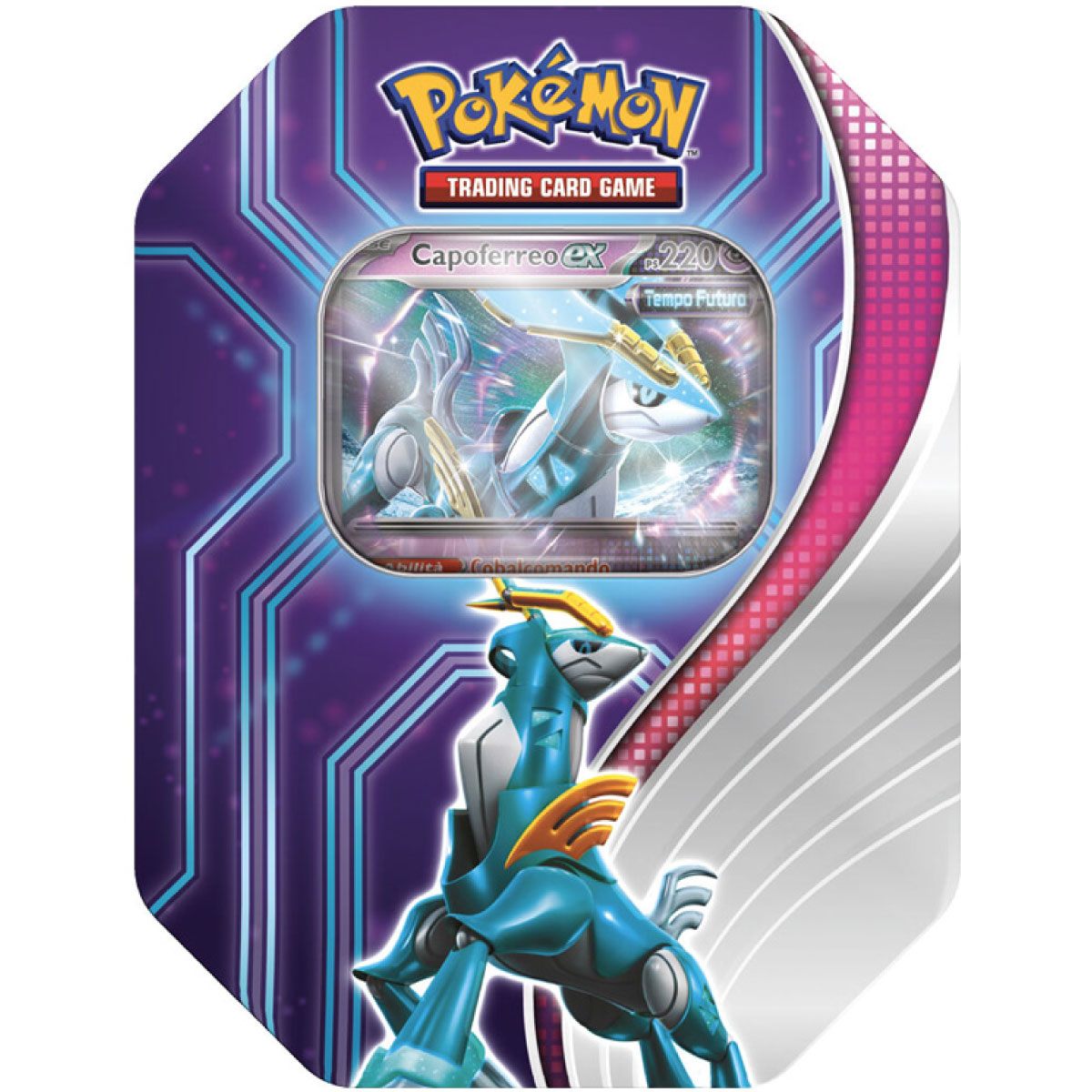 pokemon destini paradossali - case sigillato 8x tin da collezione - 2x capoferreo-ex, 2x furiatonante-ex, 2x massoferreo-ex, 2x vampeaguzze-ex (ita)