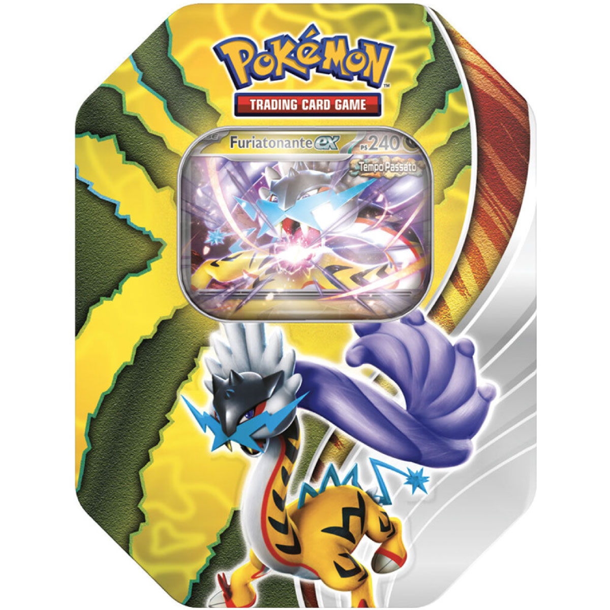 pokemon destini paradossali - case sigillato 8x tin da collezione - 2x capoferreo-ex, 2x furiatonante-ex, 2x massoferreo-ex, 2x vampeaguzze-ex (ita)